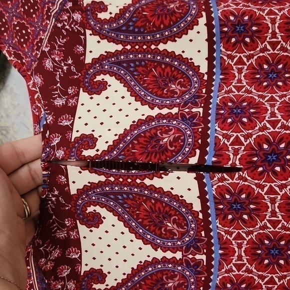 Crosby Boho Paisley Tie Gathered Waist Long Sleeve Blouse Women's M Fall - Picture 9 of 12